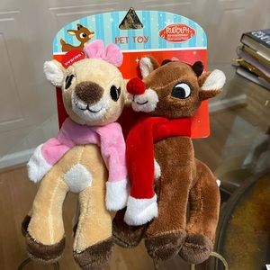 - Brand New Set Of 2 Christmas 8” Reindeer With Squeaker.